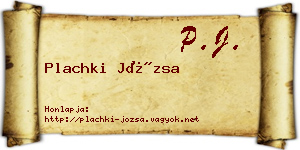 Plachki Józsa névjegykártya